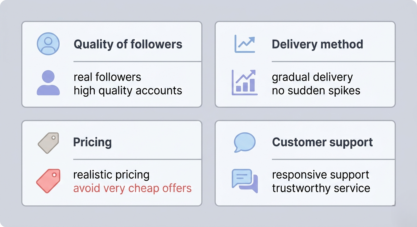 Modern infographic showing safe ways to buy Instagram followers